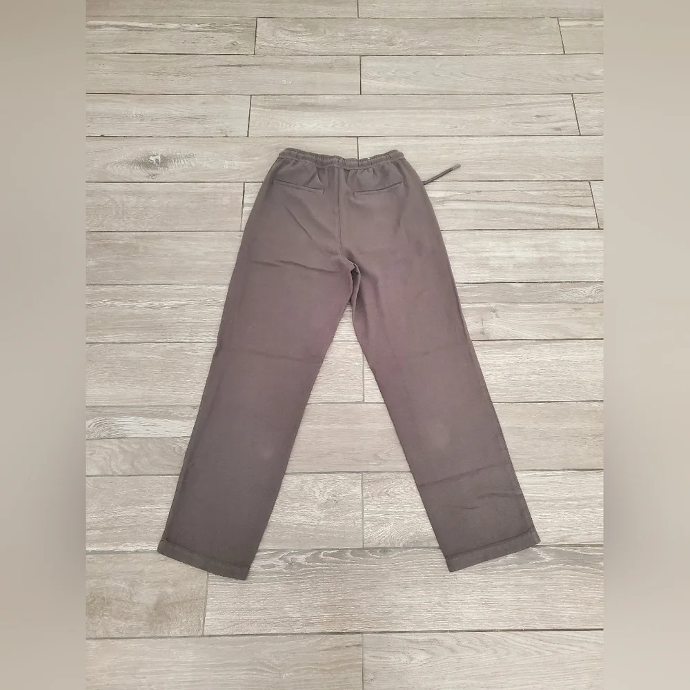 ZARA 100% cotton army olive green relaxed fit pull-on tapered casual pants - Picture 8 of 8